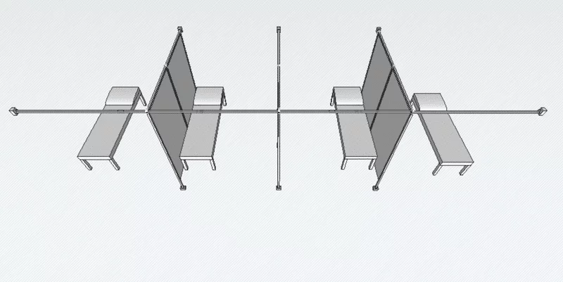 Физиотерапевтическая кабина Тип 2: «каркас + стенки из ЛДСП + штора на входе» схема