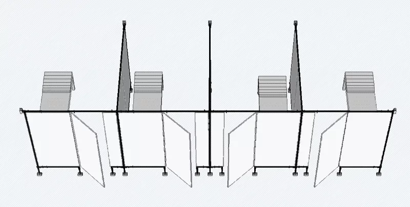 Физиотерапевтическая кабина Тип 4: «каркас + стенки из ЛДСП + распашная дверь» схема