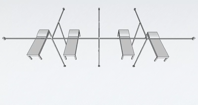 Физиотерапевтическая кабина Тип 1: «каркас + штора» схема